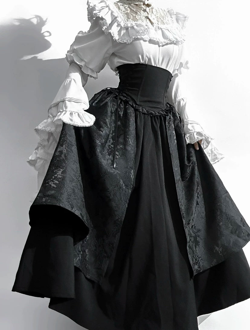 Sweetheart Dream Machine - Quiet Gothic - Hime-sleeve Blouse with Black SK Skirt Options