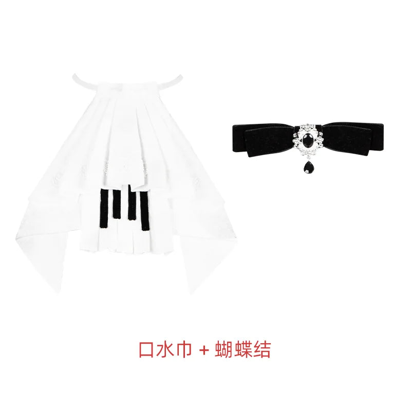 With PUJI - Monochrome Sonata - Classic Lolita Bust-supporting JSK Set, Piano Inspired detail view 15