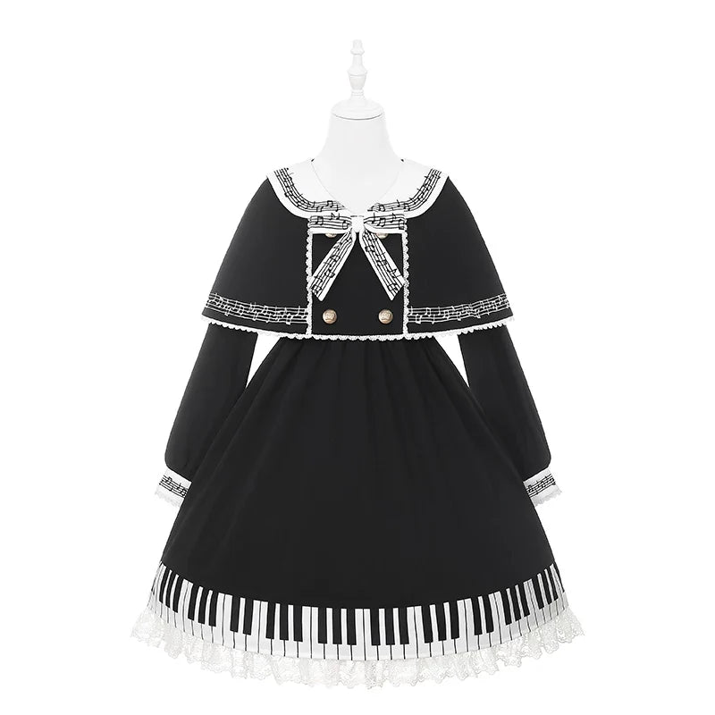 To Alice - Piano Serenade - Old School Lolita dress with musical-note embroidery