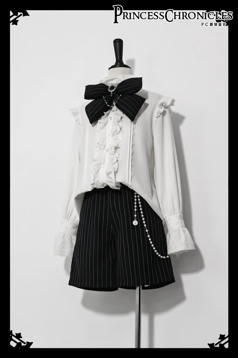 Princess Chronicles - Rabbit Theater - Ouji Lolita White Blouse and Striped Shorts Set