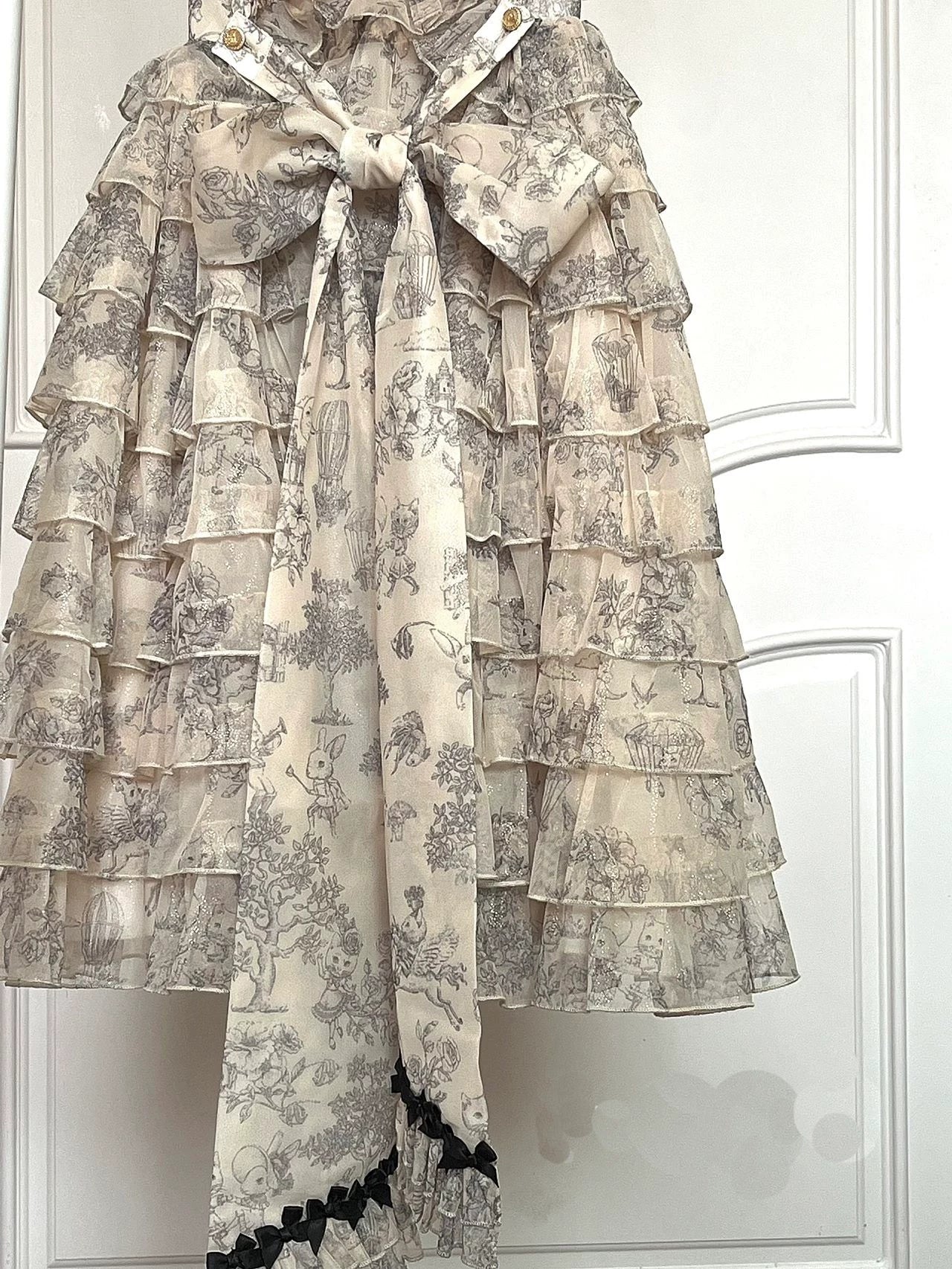 Creamy - Layered Cake - JSK Dress and Bow Set with Tiered Ruffles