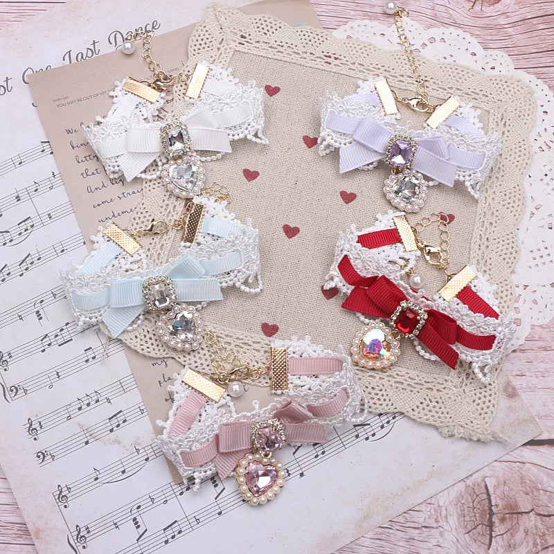 Independent Brand - Heart Pearl Bow - Necklaces, Bracelets and Collars with Heart Charms