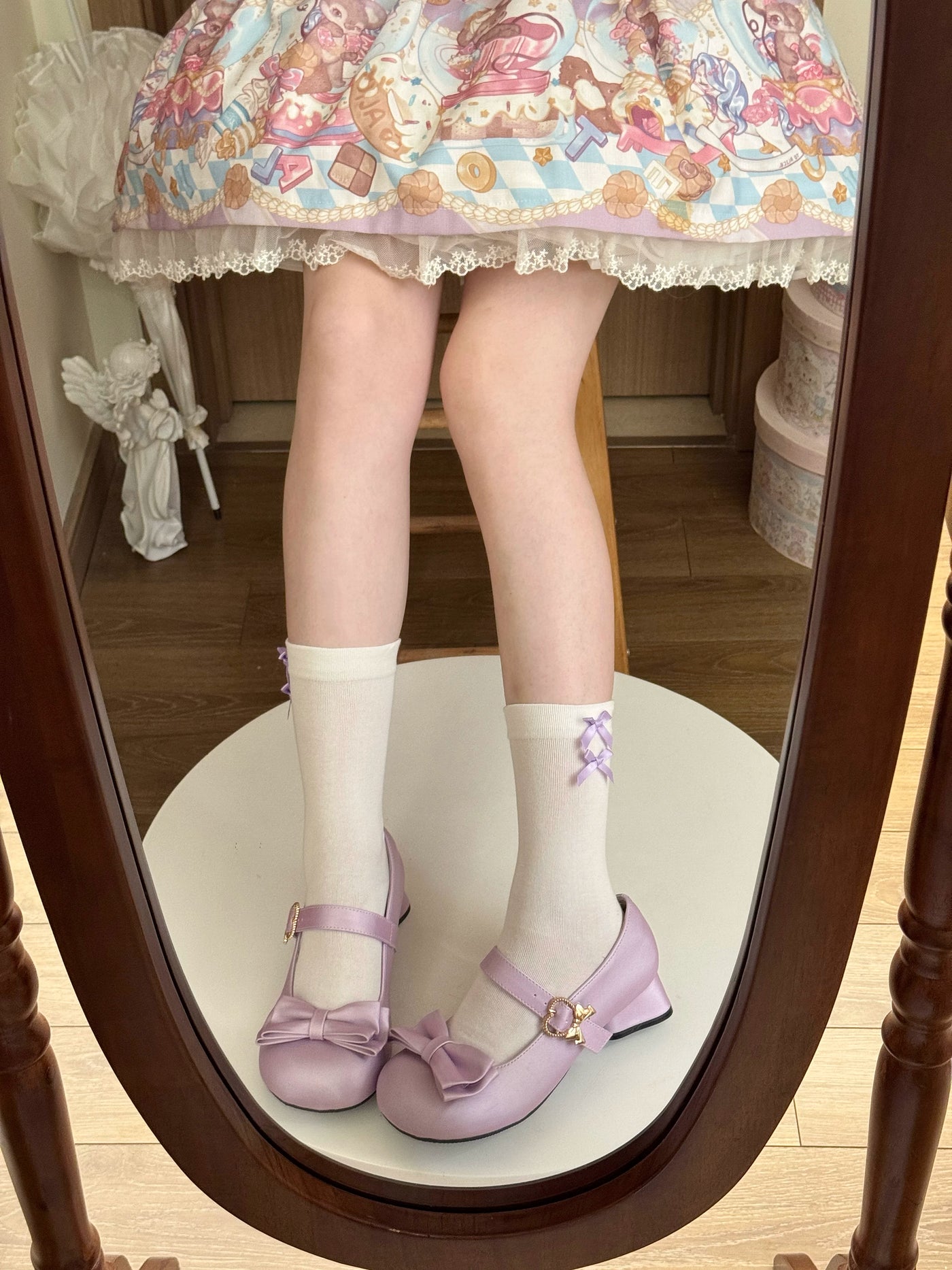 Fantasy Doll - Sweet Bow - Cotton Mid-Calf Socks with Side Bows
