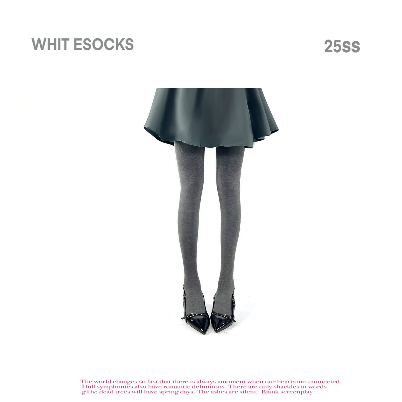 White Socks - Vertical Stripe - Tights with Fine Vertical Texture