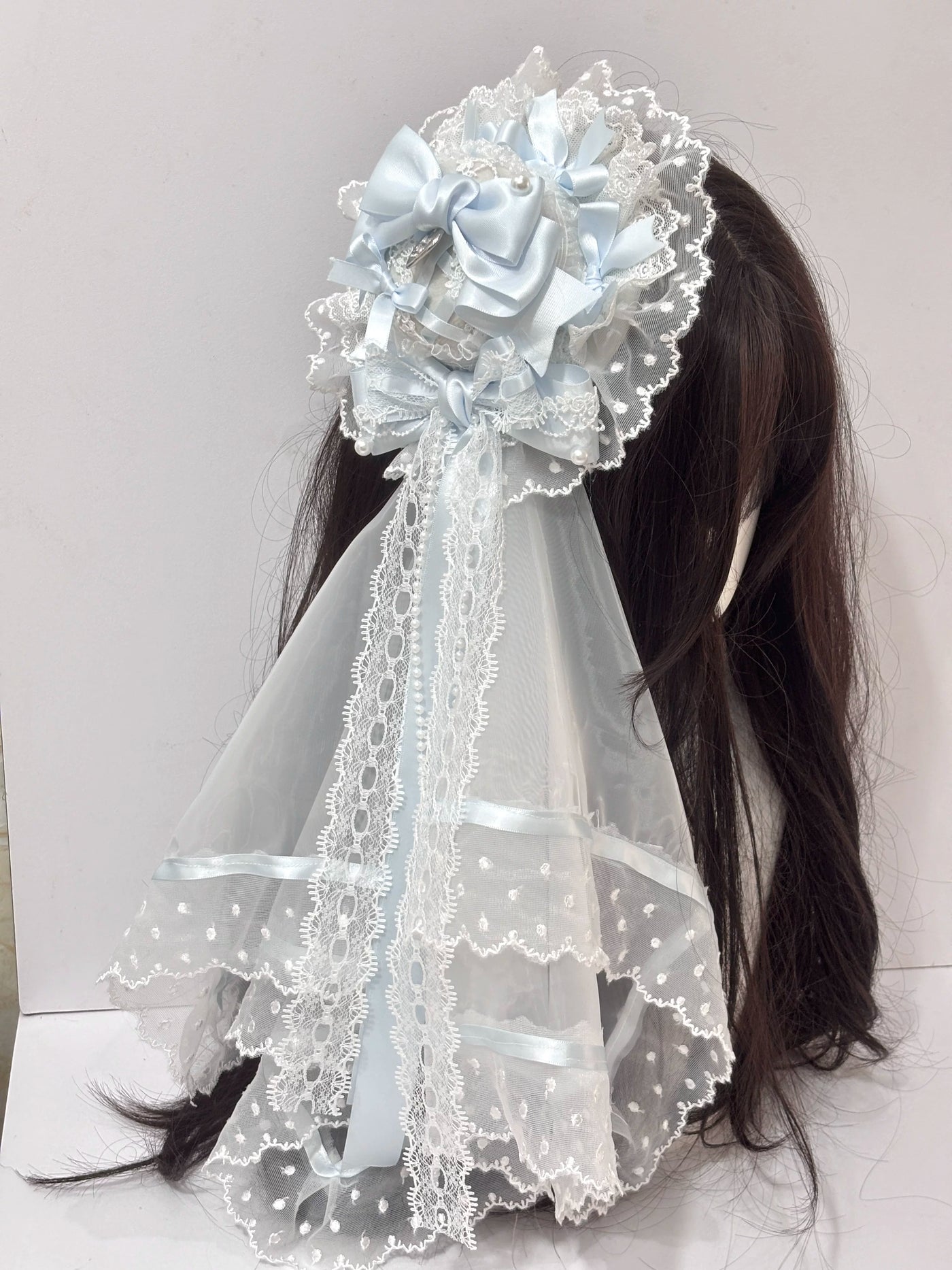Cat Tart - Pastel Veil - Mini Top Hat with Layered Bows and Veil Options