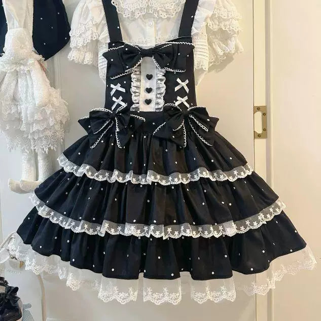 Sweetheart Dream Machine - Retro Cake Layers - JSK Dress with Polka Dots and Bow