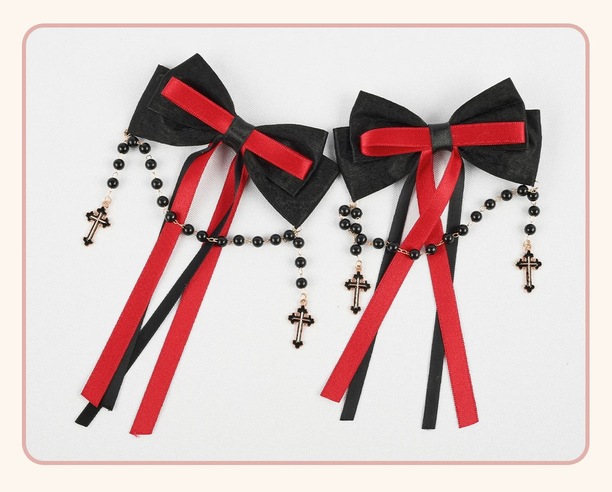 Stardust Rose - Rose Covenant - Lolita Accessories with Red Roses and Black Lace
