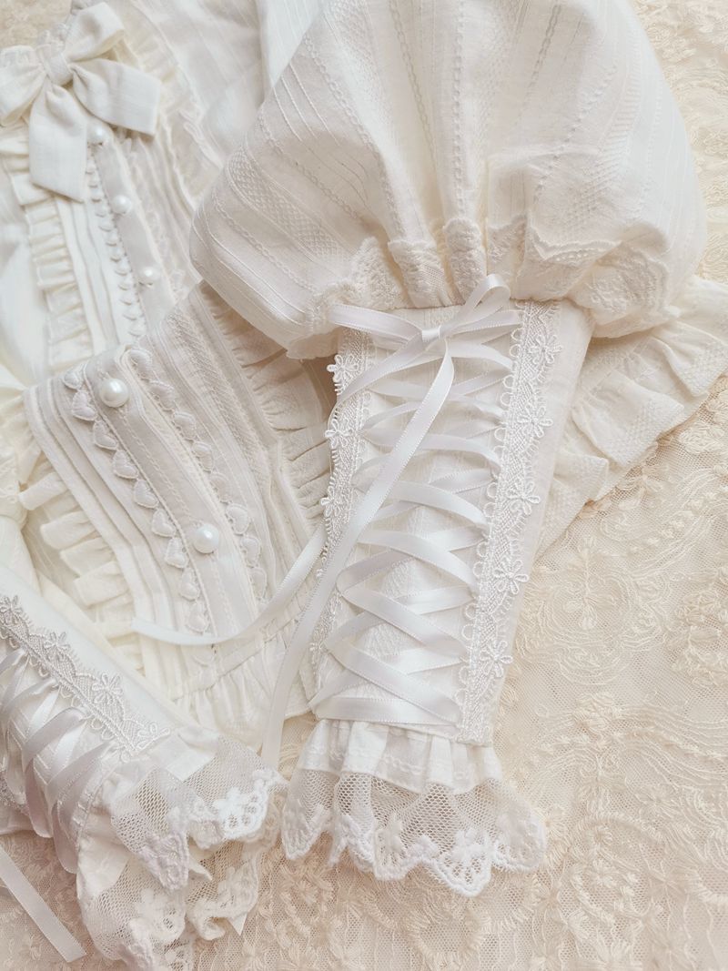 Yilia - Winter Mutton Sleeves Lace Flounce - Lolita Blouse Innerwear