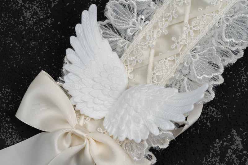 Strange Sugar - Gothic Lolita White Lace Angel - Wings Hairband Headwear
