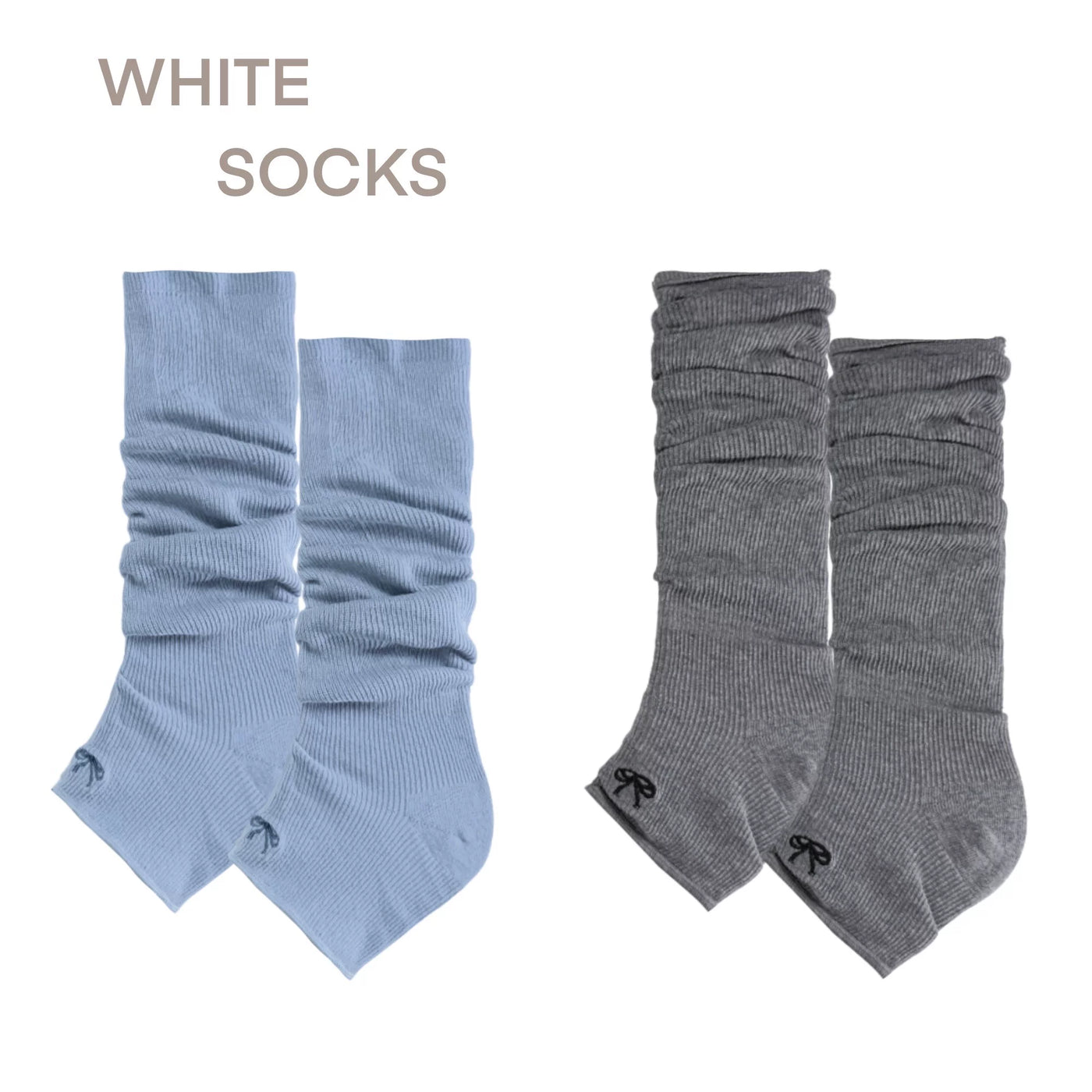 White Socks - Ballet Slouch - Footed Knitted Leg Warmers in Single or Multi-Pair Sets