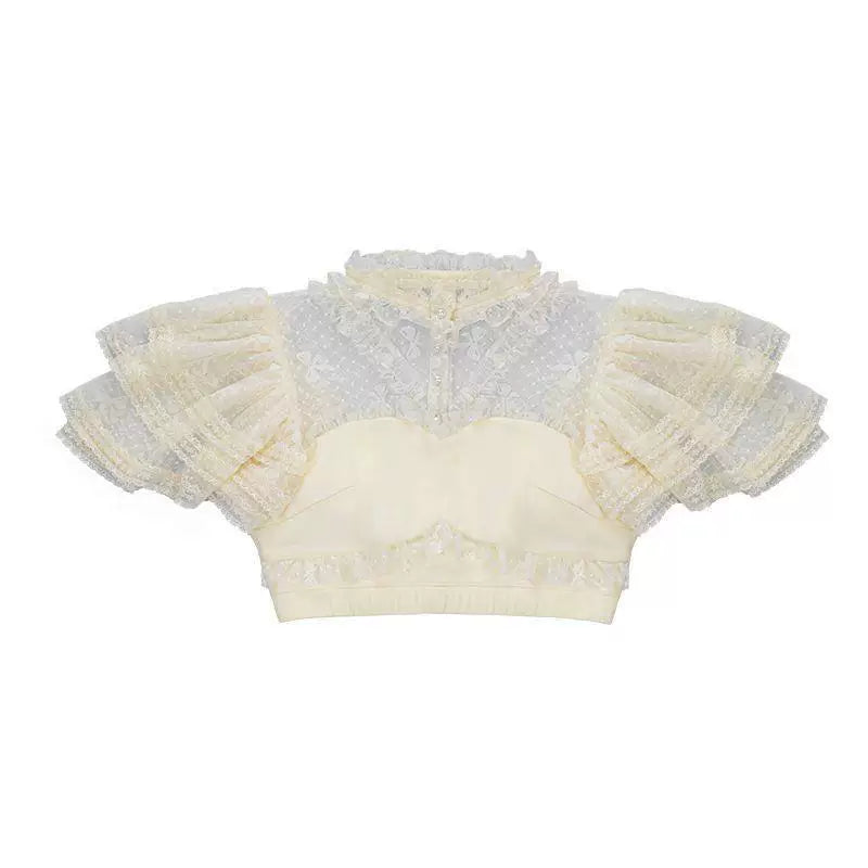 Sweetheart Dream Machine - Summer Peter Pan Collar - Inner blouse with layered ruffle sleeves