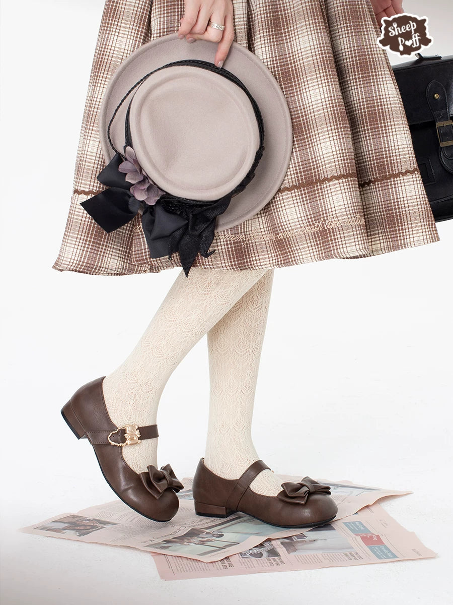 Sheep Puff Vintage Matte Lolita shoes featuring soft sheep puff design and classic style, perfect for elegant, cute footwear.