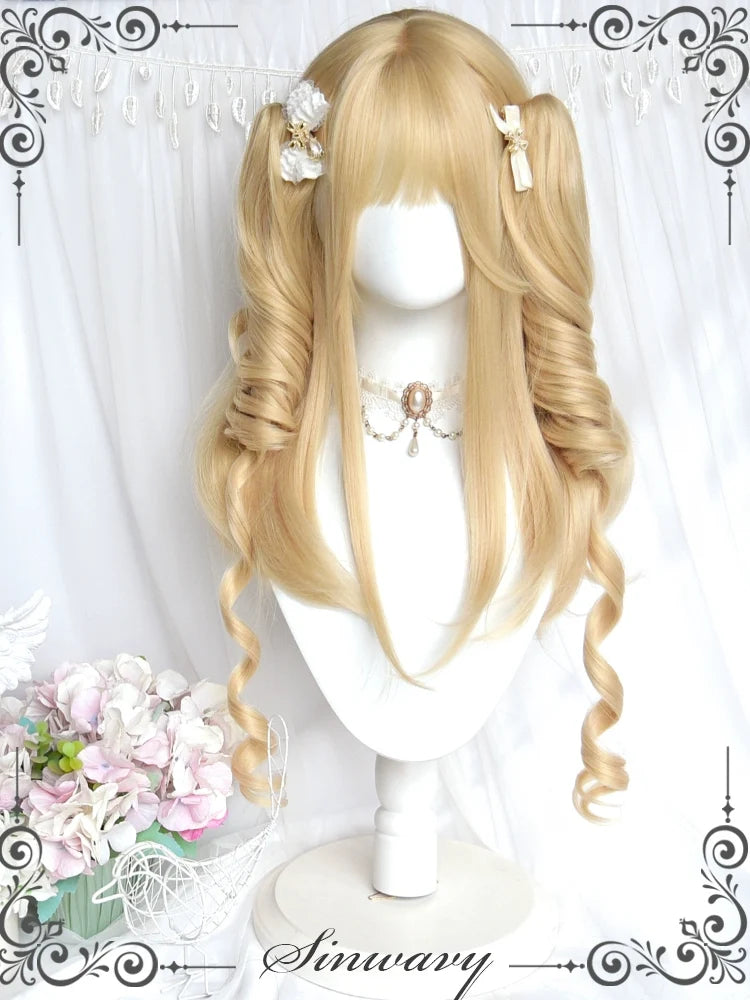 Sinwavy - 55CM Blonde Lolita Curl Wig - Detachable Double Ponytail Wig