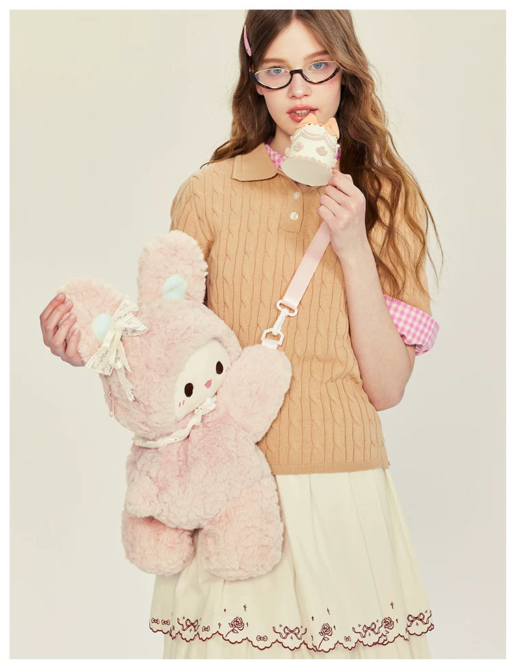 LambGuli - Rabbit and Lamb - Plush Crossbody Bag with Earphone-Bag Options