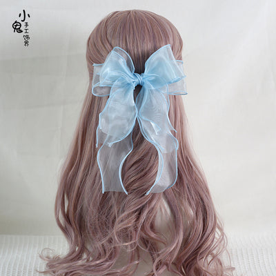 Xiaogui - Large Bowknot Sweet Lolita Headdress light blue fish mouth clip（8cm）