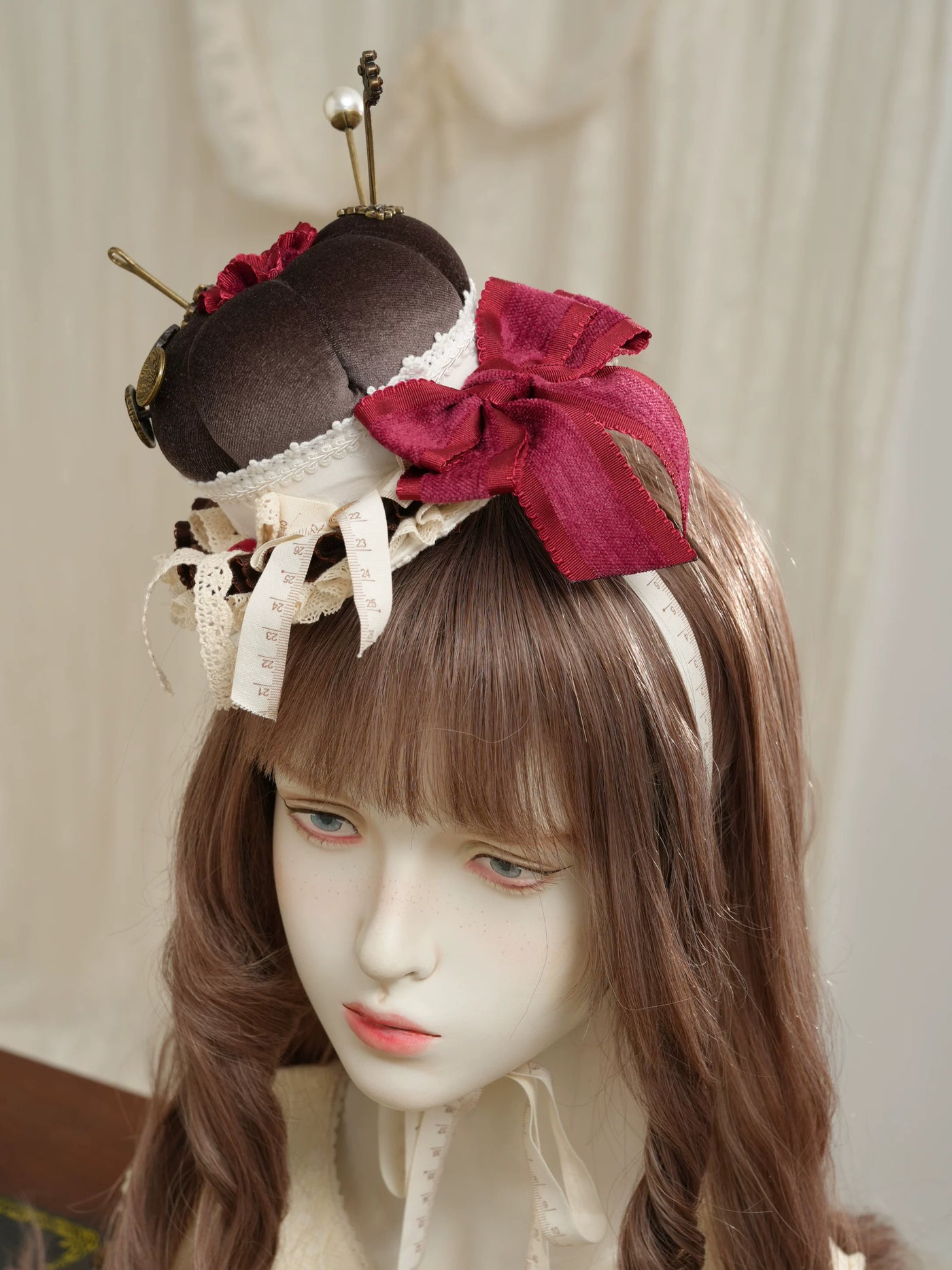 Star Box - Antique Patchwork House - Sewing-Inspired Mini Hat with Lace Trim