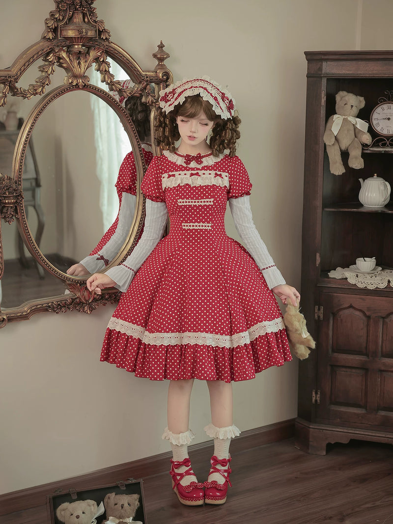 With PUJI - Showa Koni - Sweet Lolita Dress Collection, Print & Ruffle Trim detail view 3