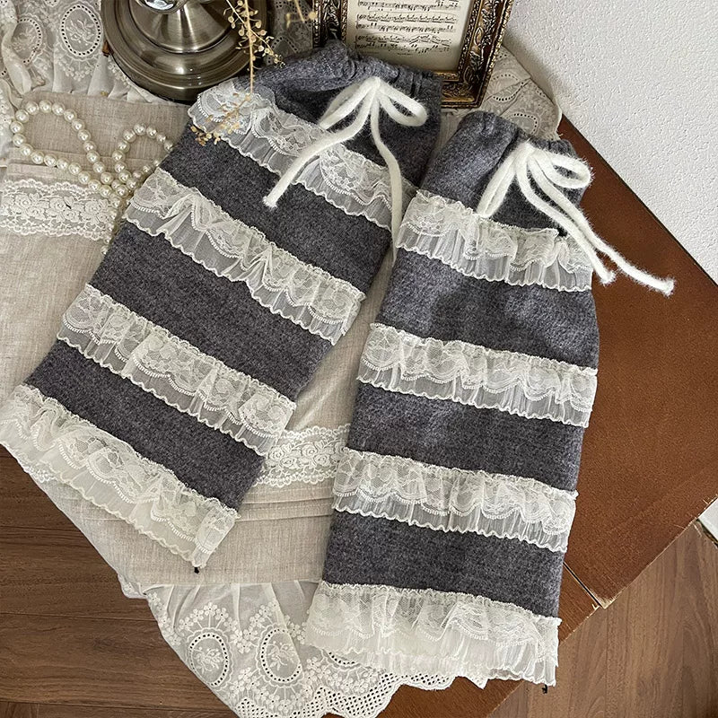 Sock Noble - Y2K Layered Lace Lolita - Sock covers with tiered ruffles and lace edging
