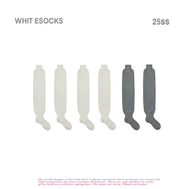 White Socks - Soft Rib - Knit Slouch Socks with Bubble Cuffs