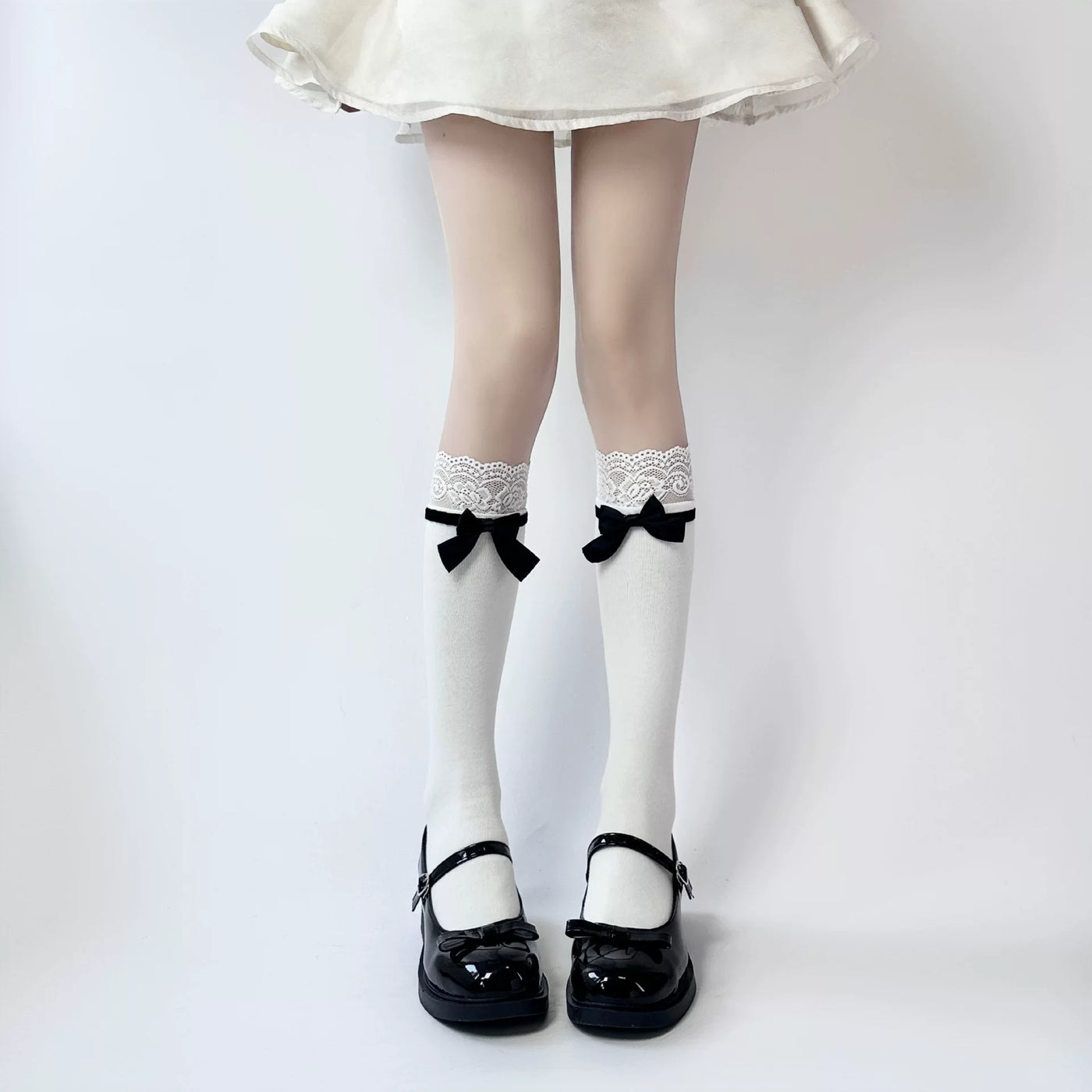 Fantasy Doll - Lace Bow - Socks with Lace Cuffs and Bow Accents