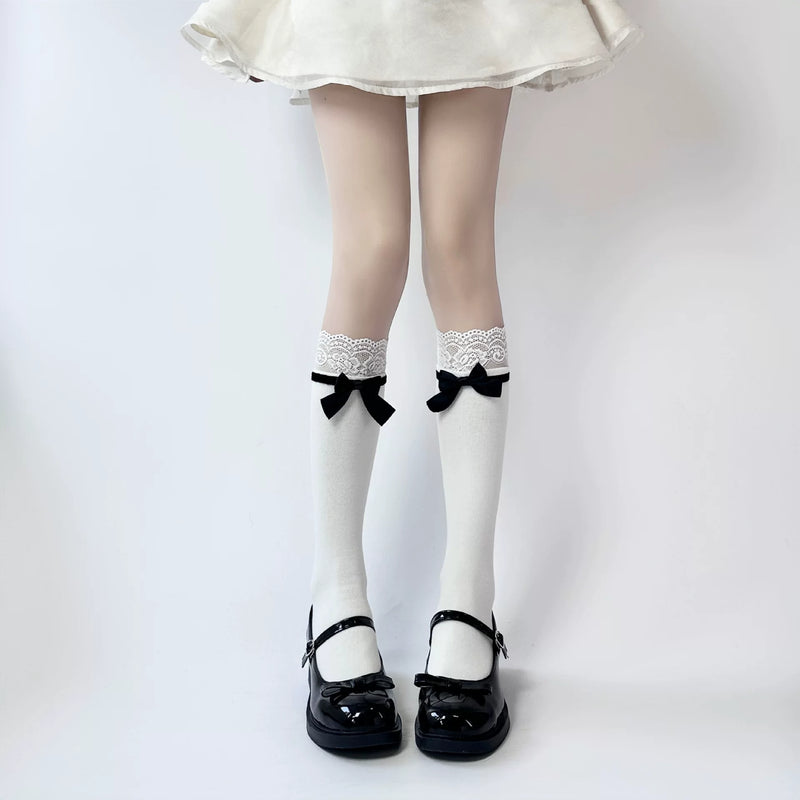 Fantasy Doll - Lace Bow - Socks with Lace Cuffs and Bow Accents