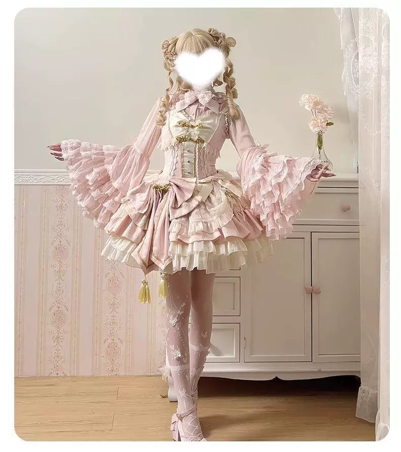 Sweetheart Dream Machine - Pegasus Paradise - Long-Sleeve Blouse with a Lace-Trimmed Bow Bib