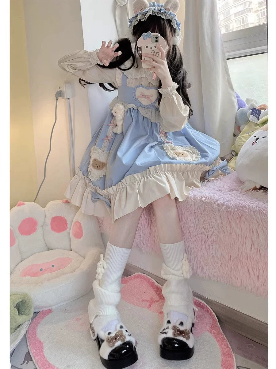 Floral Milk Cat - Bunny Accent - 37 cm Scrunch Socks with Rabbit Decorations