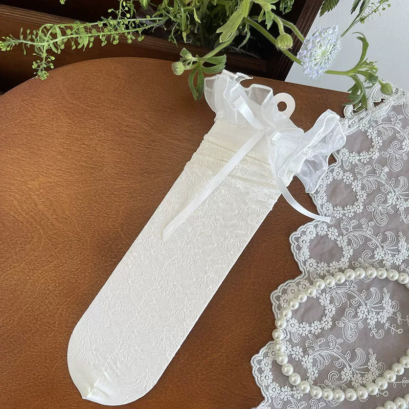Sock Noble - Romantic Lace - Mid-calf socks with lace mesh