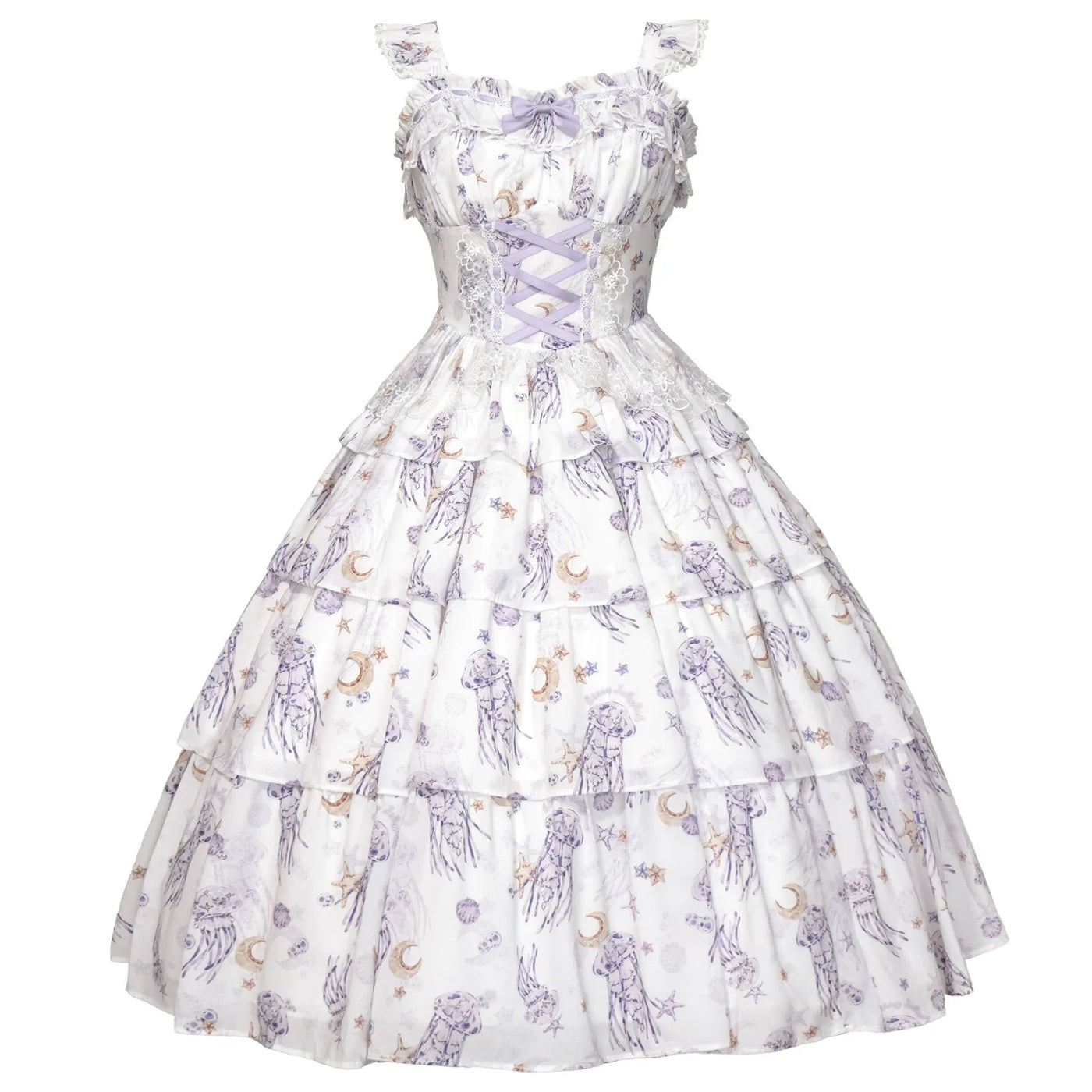 Chaton Jardin - Starry Jellyfish - Classic Lolita JSK or OP dress with star, moon and jellyfish print
