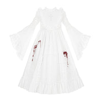 With PUJI - Cruciform - Gothic Lolita OP Dress - Lace high-neck princess sleeve long OP In stock / S