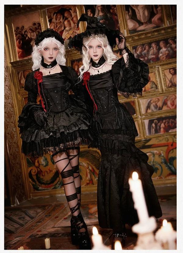 With PUJI - Twilight - Black Gothic Lolita Skirt Set, Witch-Inspired