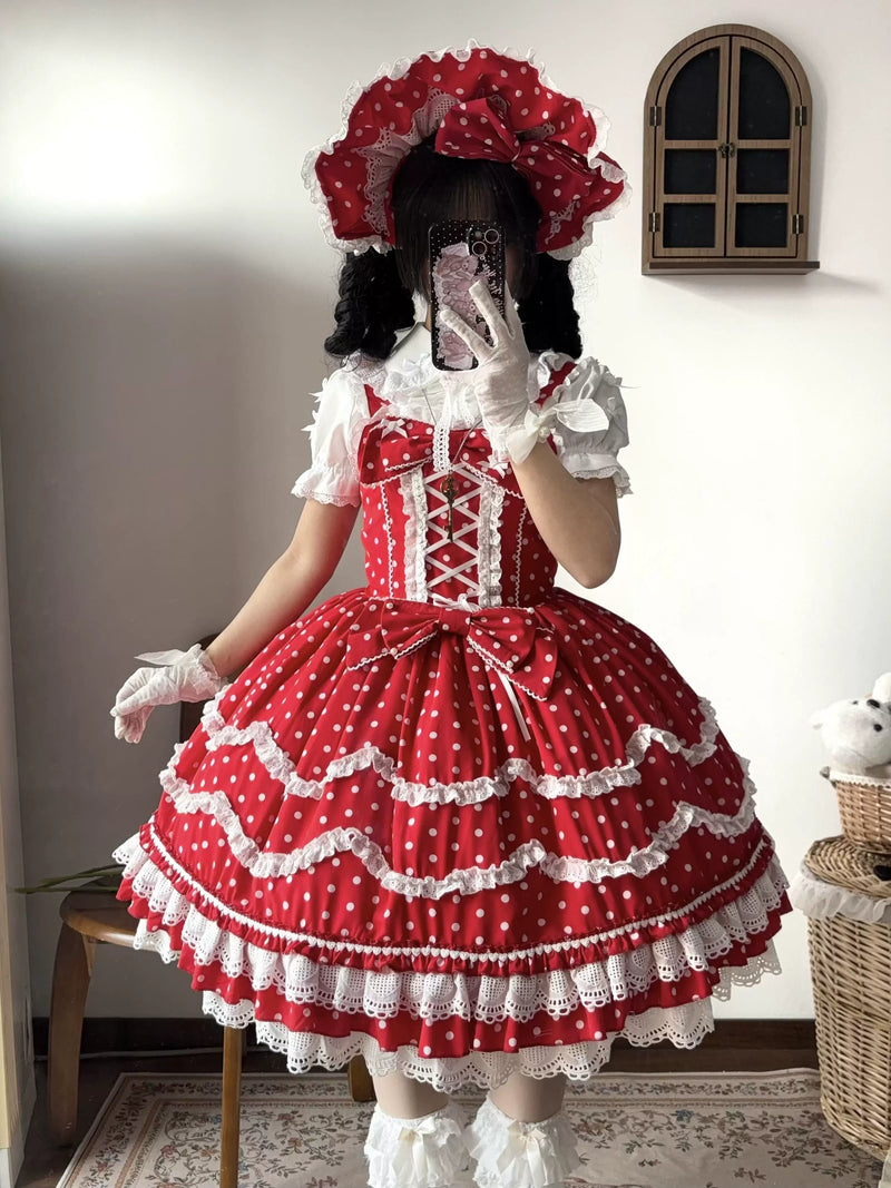 Tata Long Ear - Polka Dot Baileys - Polka dot Sweet Lolita JSK