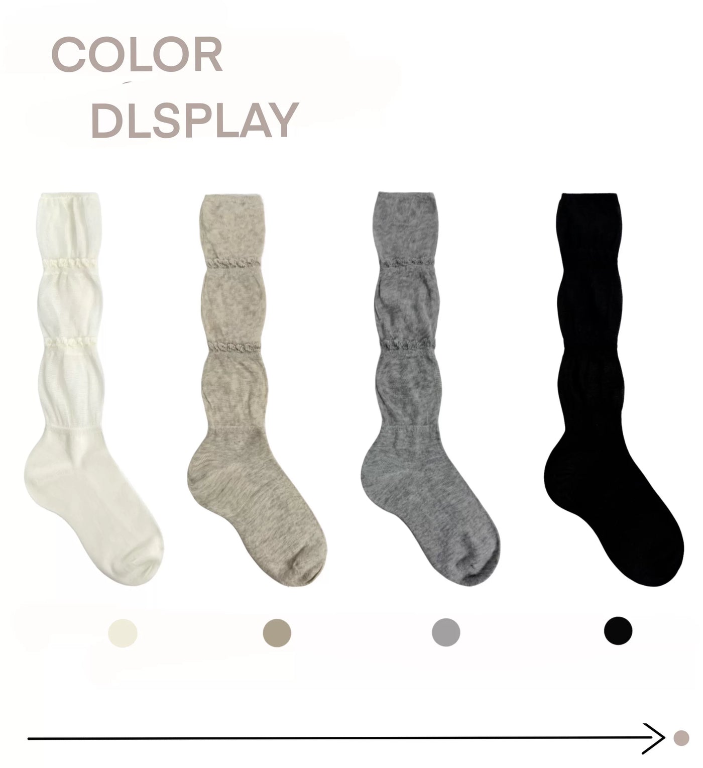 White Socks - Ruffle Slouch - Slouch Mid-Calf Socks with Ruffle Bands