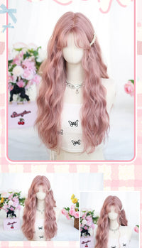 Dalao Home - Long Curly Lolita Wig - Pink and Milk Tea Champagne - 580 Sakura Pink