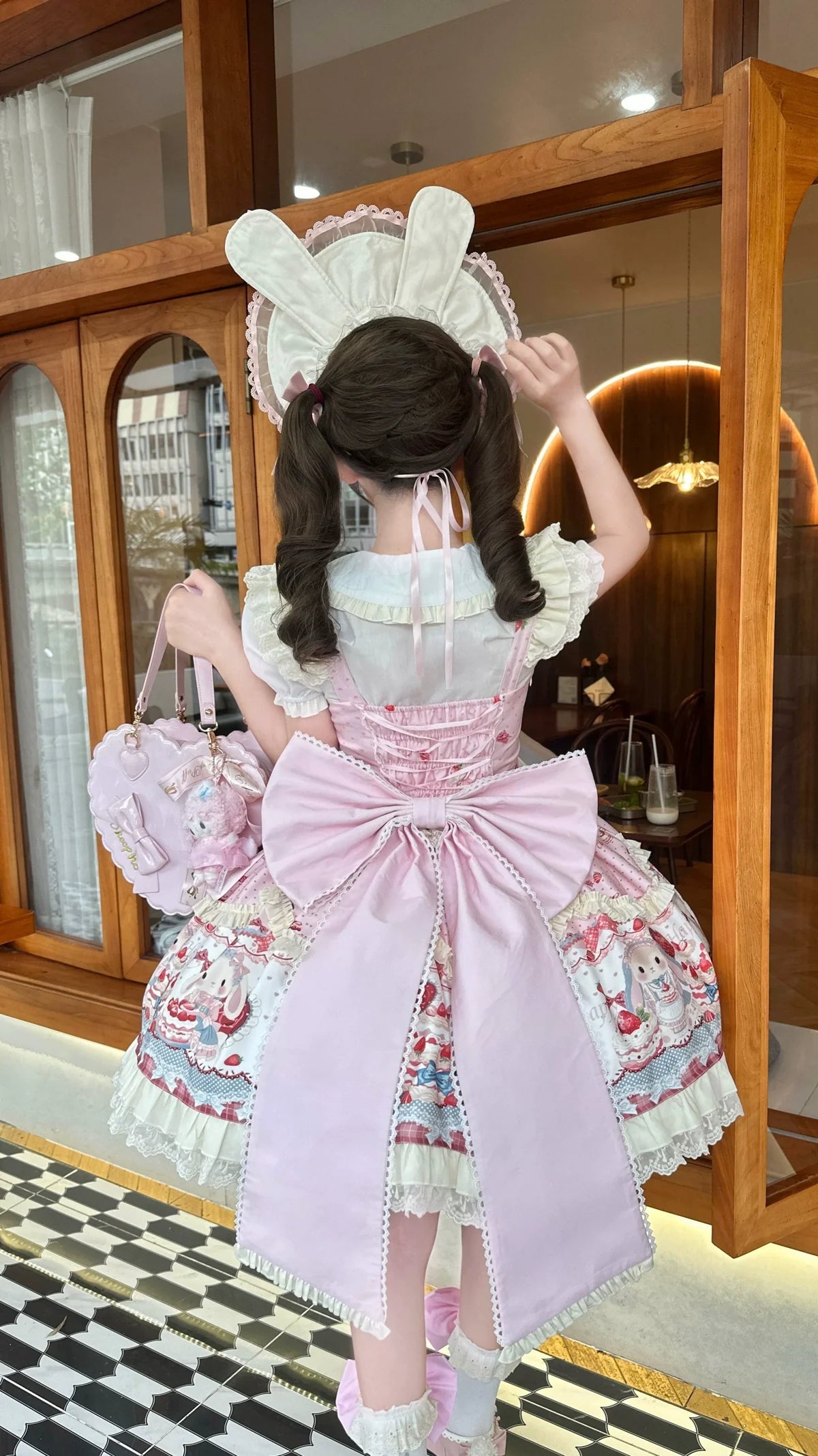 Sweet Dreamland - Bunny Party - Sweet Lolita JSK Dress, Cute Bunny & Cake Print