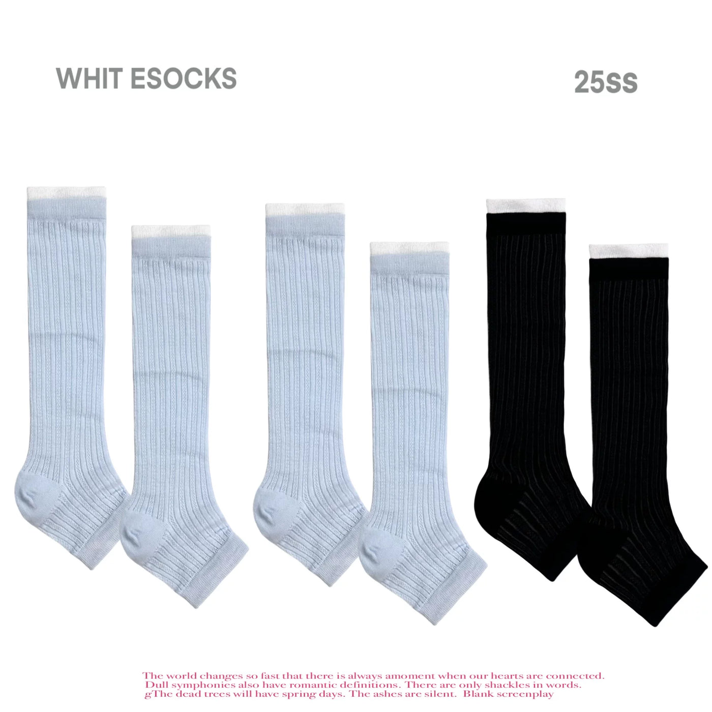 White Socks - Spliced Stripe - Striped Mid-Calf Socks with 2- and 3-Pair Sets