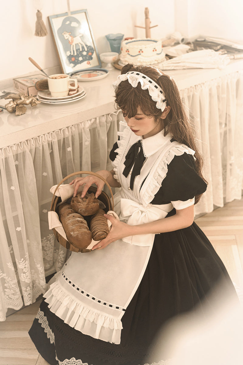 Your Princess - Maid Lolita Puff Sleeve Black Dress - OP Dress