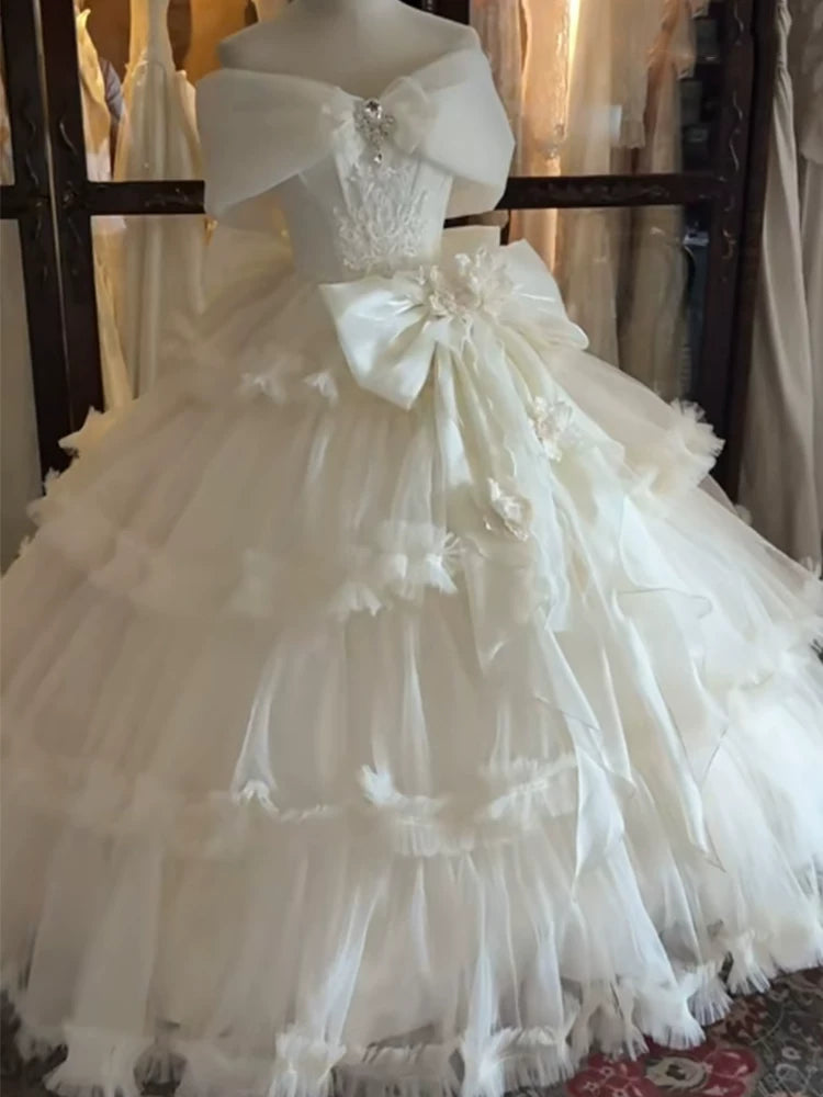 Flora Muse - Lolita Bridal Ball Gown - Off-shoulder champagne formal