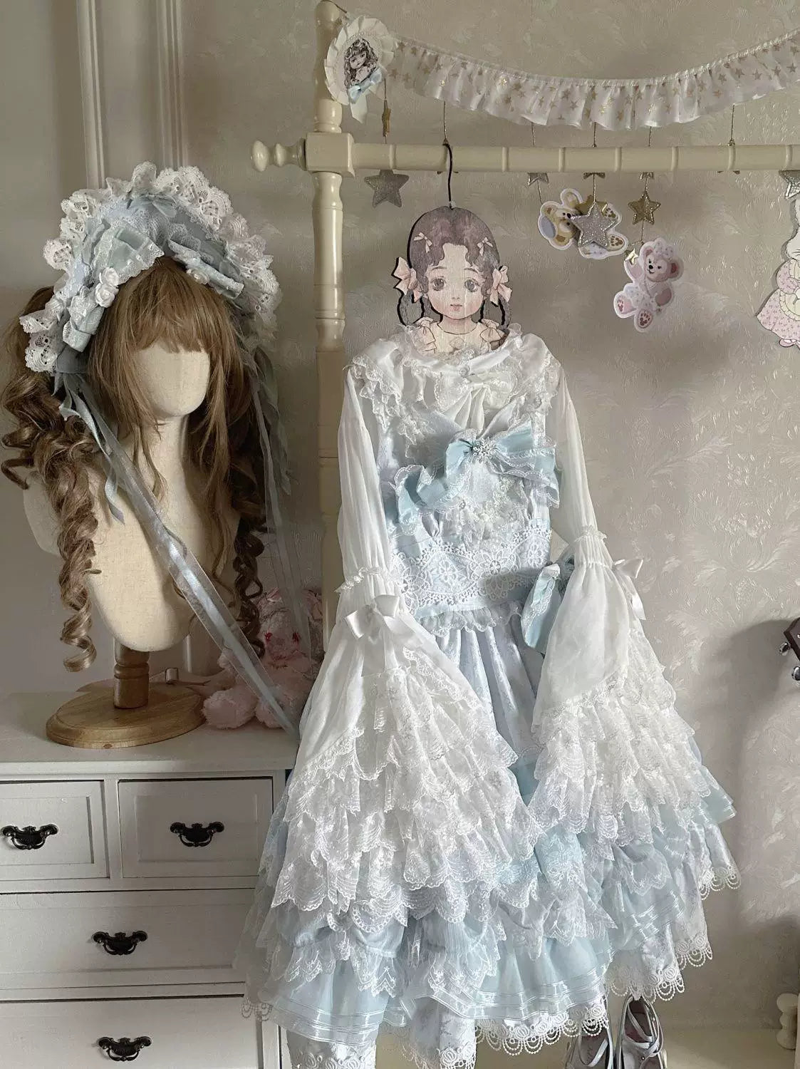 Sweetheart Dream Machine - Hime Sleeve - Chiffon Blouse with Lace Trim