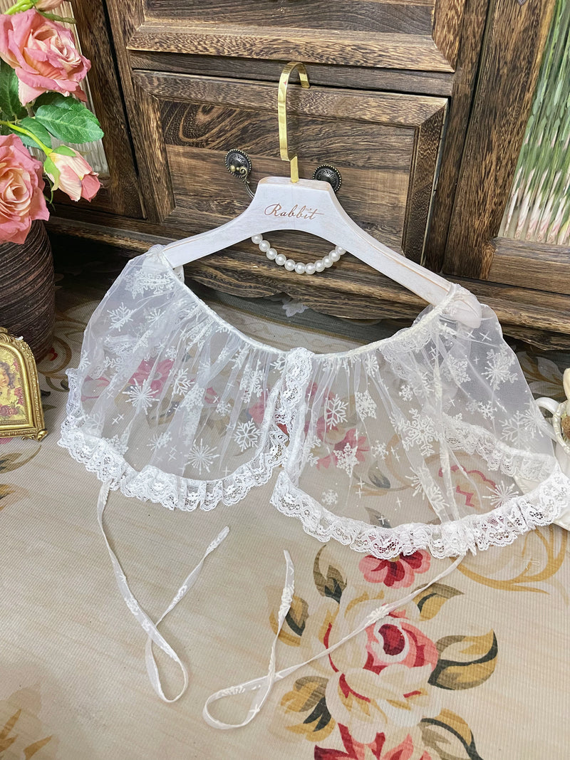Winter Snowball Plush Lace Printed Lolita JSK — Supplier Dispatch within 15 Days (After National Day Holiday), Overskirt - One Size (Supplier Add-On Option)