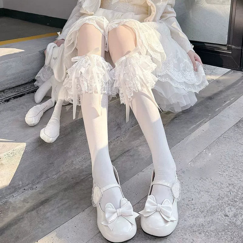 Fantasy Doll - Autumn Winter Lace Bow - Calf and Short Socks with Lace, Ribbons and Bows