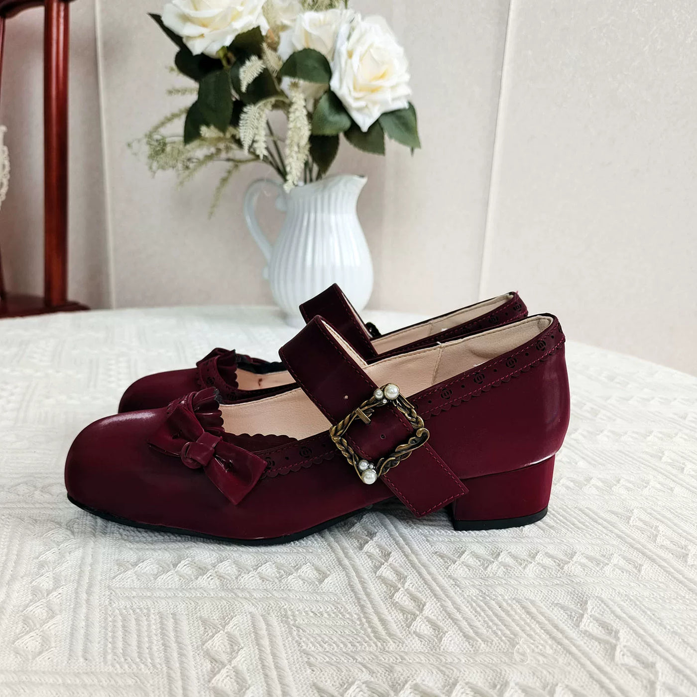 Peach Grove Luoshen low-heel bow Mary Jane shoes - view 7