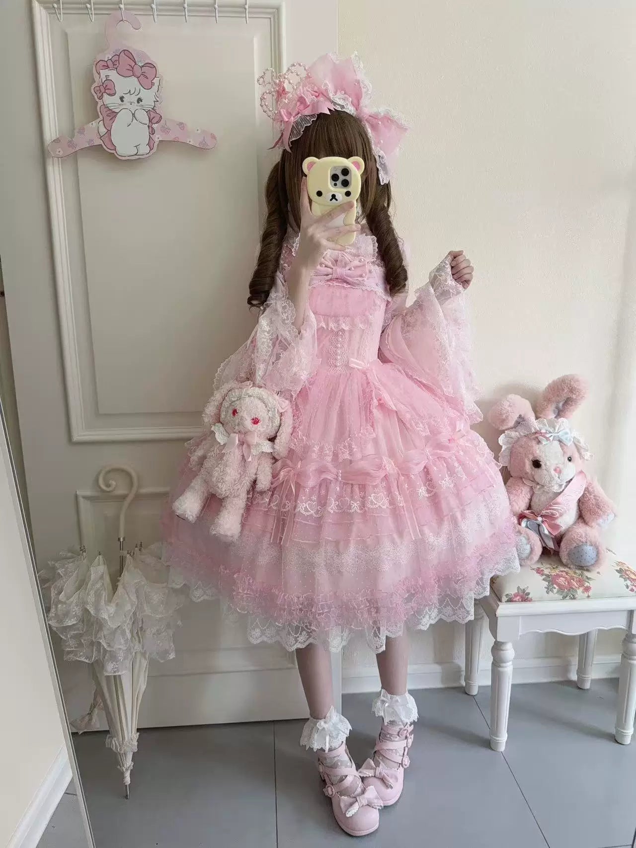 Sugar Girl - Sugar Knot - Sweet Lolita Chiffon JSK, Tiered Skirt, Doll-Like