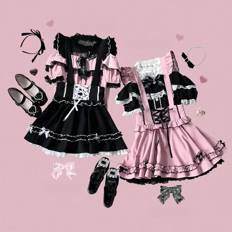 Sweetheart Dream Machine - Limited Girl - Lace-Up Ruffle Puffy Skirt