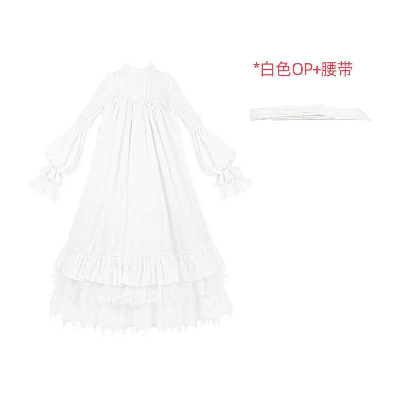 With PUJI - Dawn Bell & Dusk Song - Gothic Lolita Velvet OP Dress, Back Zipper detail view 13