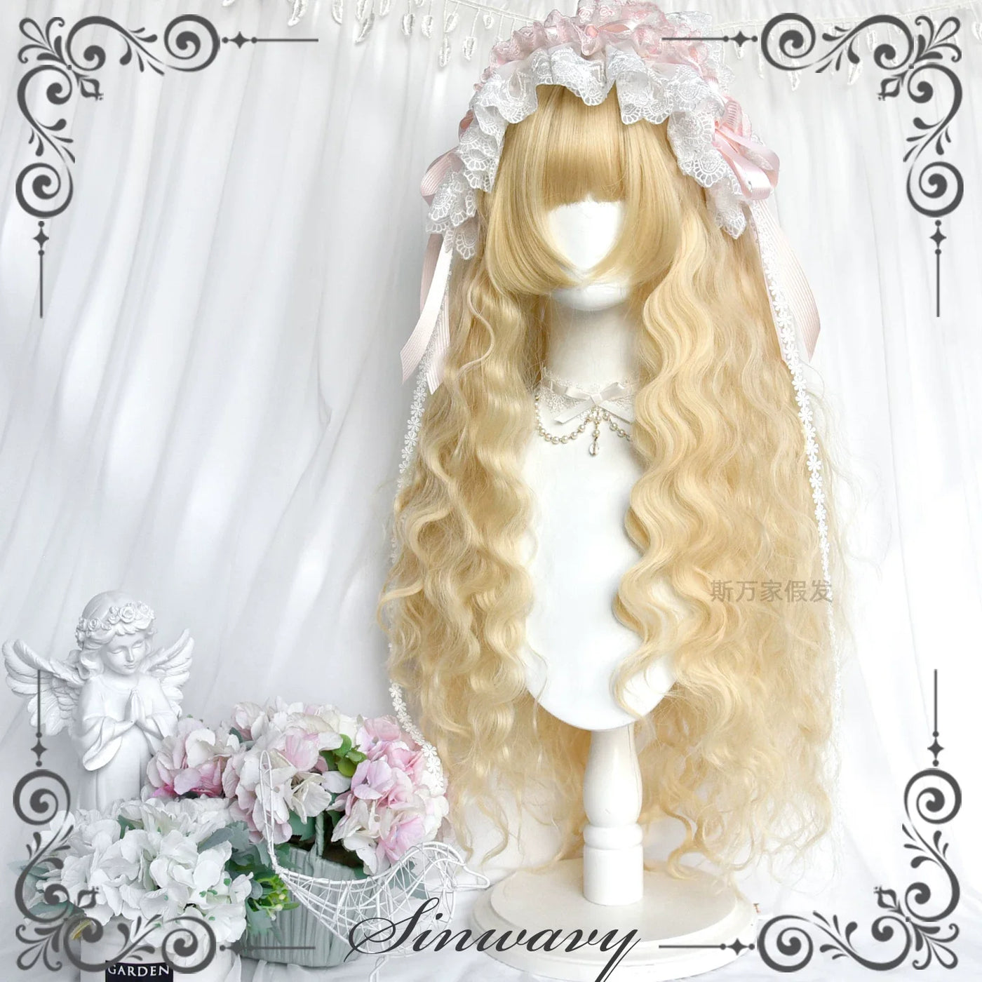 Sinwavy - Doll-like Lolita Long Curly Wig - Comic Sideburns Wig
