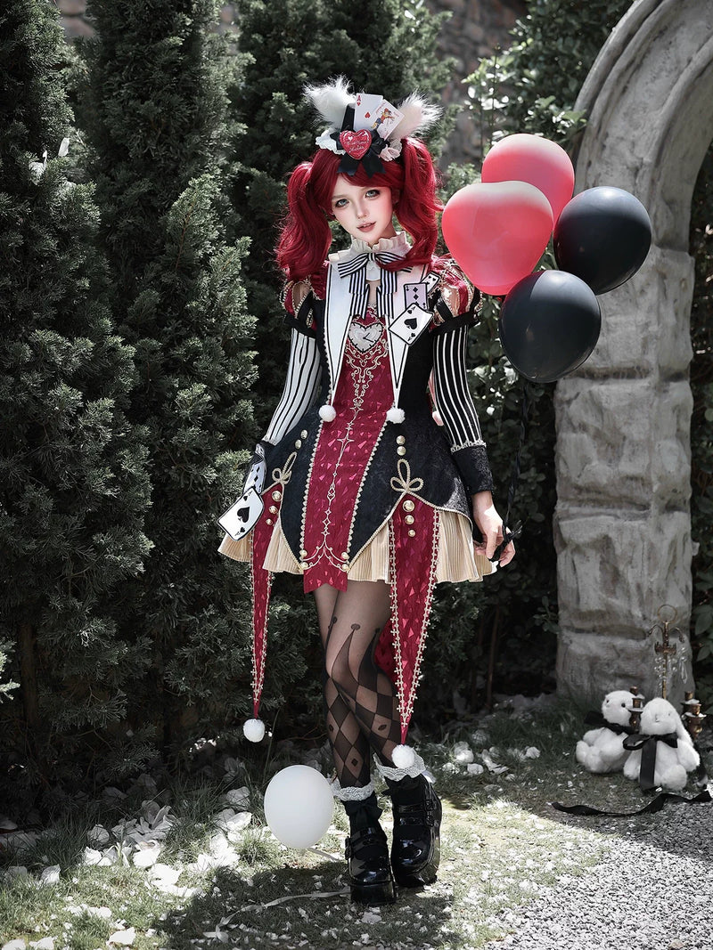 Letters from Unknown Star - Circus Fantasy Night - Gothic Lolita Jacquard Dress, Pointed Tail Hem