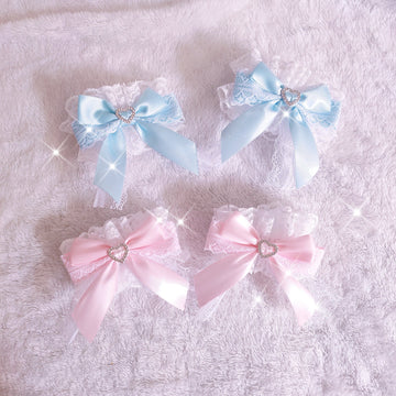 Rabbit Lolita - Sweet Heart Bow - One-Piece Lace Hand Cuff with Heart and Butterfly Accents