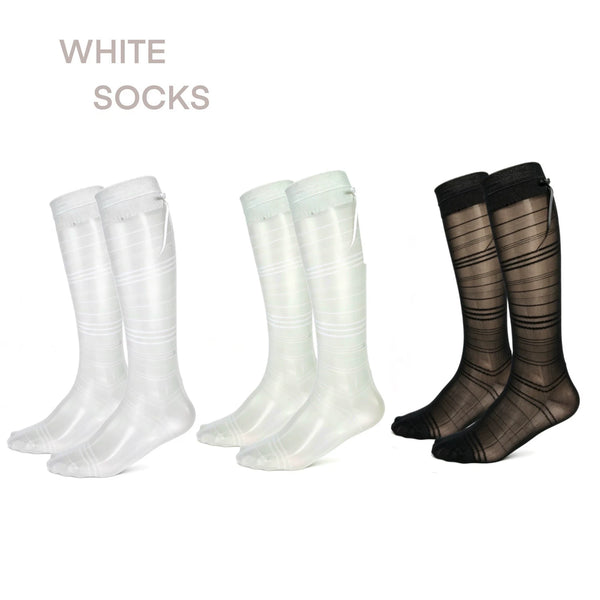 White Socks striped mesh socks in white, mint green and black
