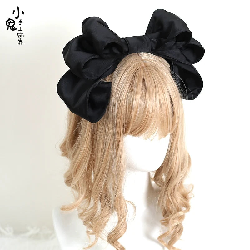 Xiaogui - Satin Doll-like Lolita KC - Layered Bowknot Headwear